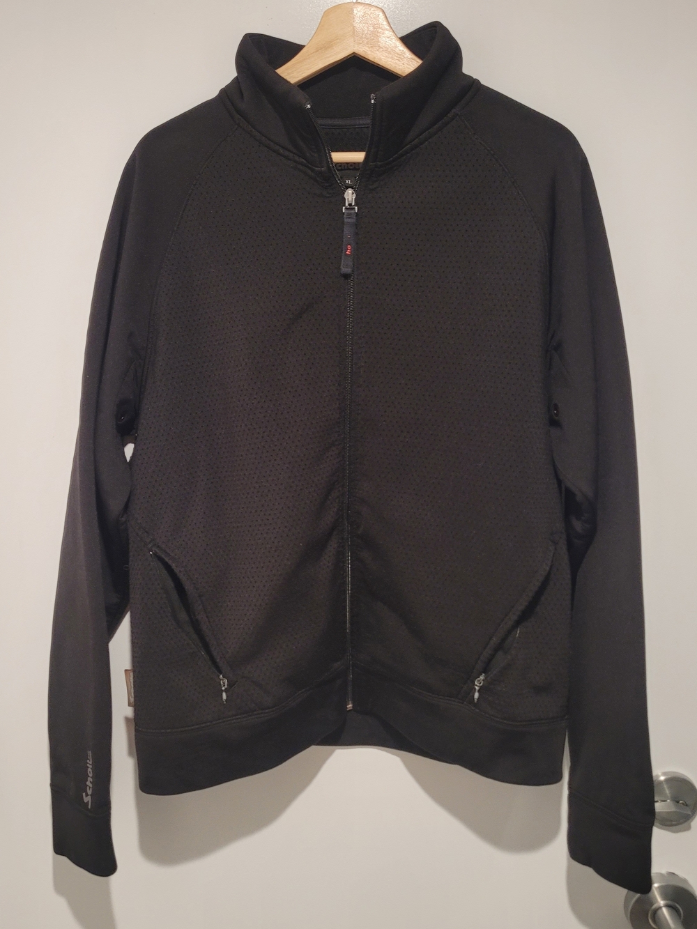 Schott NYC Men's Black Full-Zip Performance Jacket with Zip Pockets
